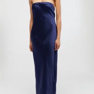 WeWoreWhat satin navy maxi dress! Worn once for event!